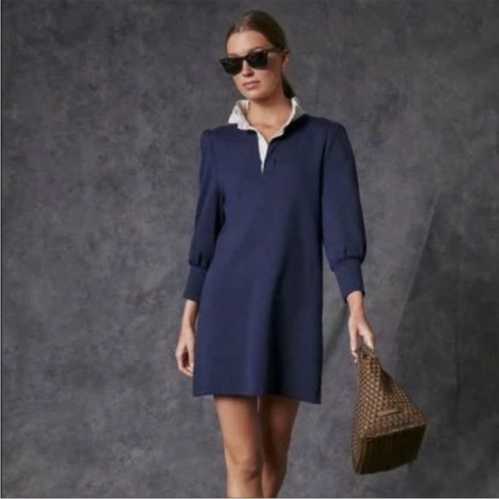 Tuckernuck Pomander Place Navy Blue Mini Dress med